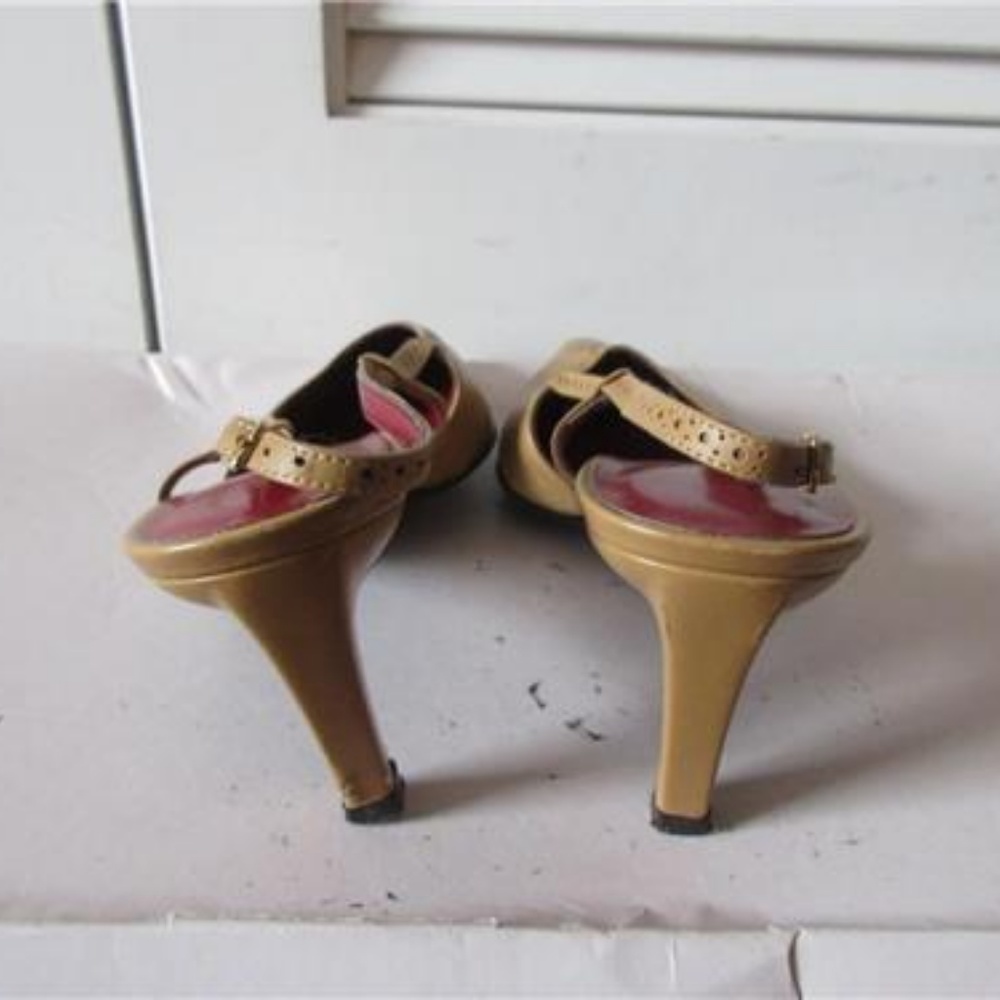 LAUREN RALPH LAUREN TAN CROCHET LEATHER SHOES 7.5 - Picture 4 of 7